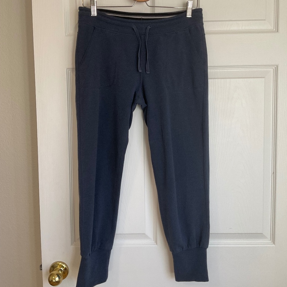 Patagonia Ahnya navy blue organic cotton joggers